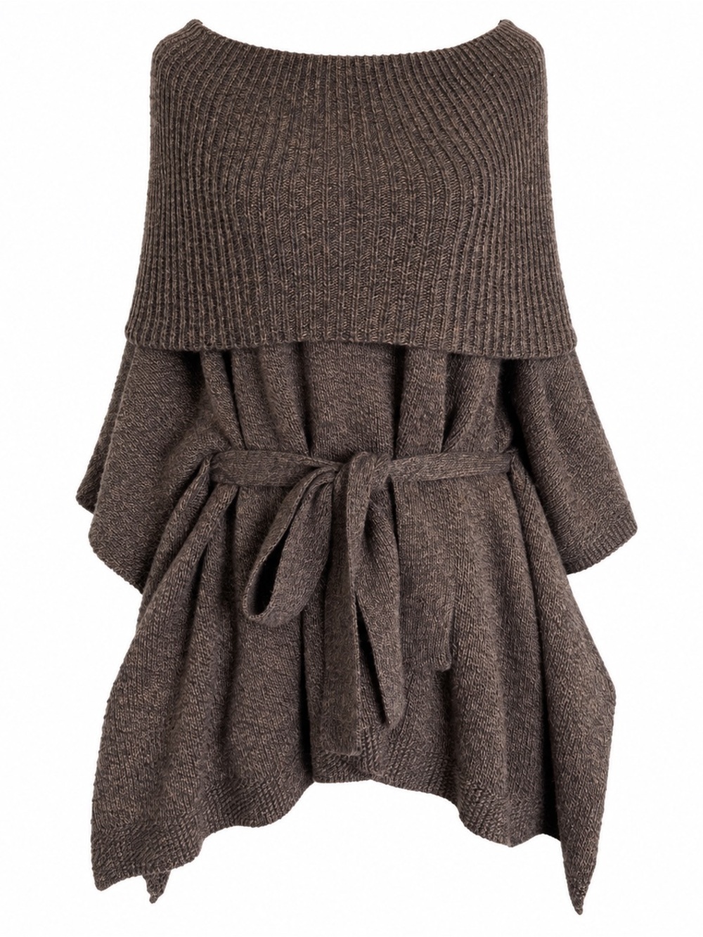 H&M Belted Knit Turtleneck Tunic Sweater Dress Women's M Brown Cozy Fall Minimal